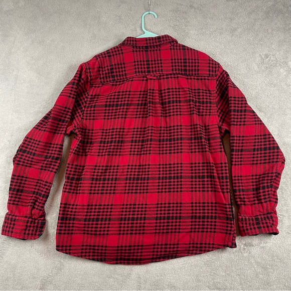 Woolrich Shacket Mens XL Red Plaid Check Flannel Button Up Long Sleeve Pockets - Picture 3 of 15